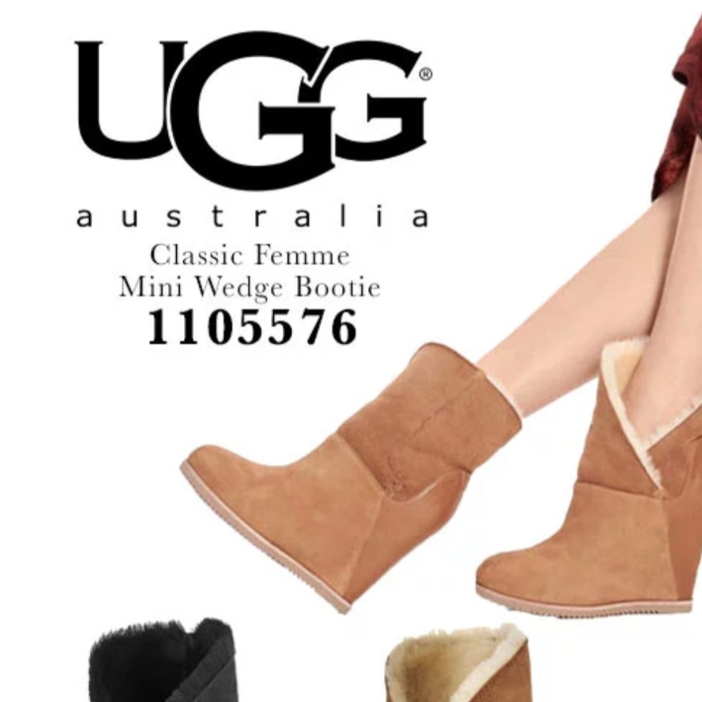UGG size 9 Classic Femme Mini Wedge Bootie